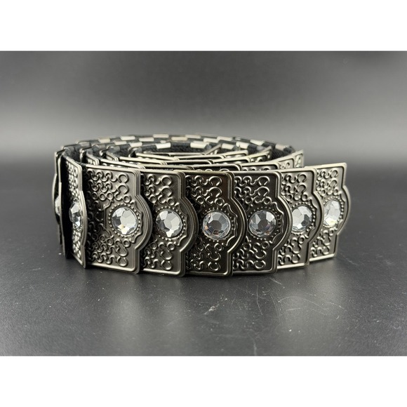 Chico's Accessories - Chico's Navajo-style Armor Scale Stretch Belt Small/Medium Silver‎ Rhinestone